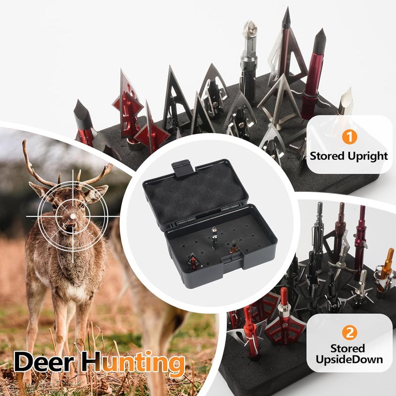 Smarkey Broadhead Case, Archery Broadhead Box Storage Case, Arrow Head Tip Organizer Case Holder, Holds 18pcs Fixed or Mech Broadheads (Case Only) - Image 4